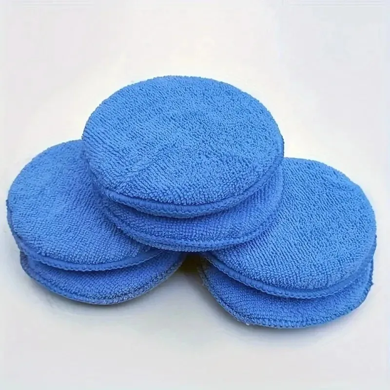 10Pcs Car Waxing Pad Car Detailing Applicator Pads Car Care Waxing Polish Soft Microfiber Round Pocket Foam Sponges Cleaning Tools