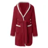 Robe d'hiver décontractée en peluche pour femmes, couleur unie assortie, Double poche, chemise de nuit à bretelles, peignoir pelucheux, manteaux, vêtements de maison pour dames