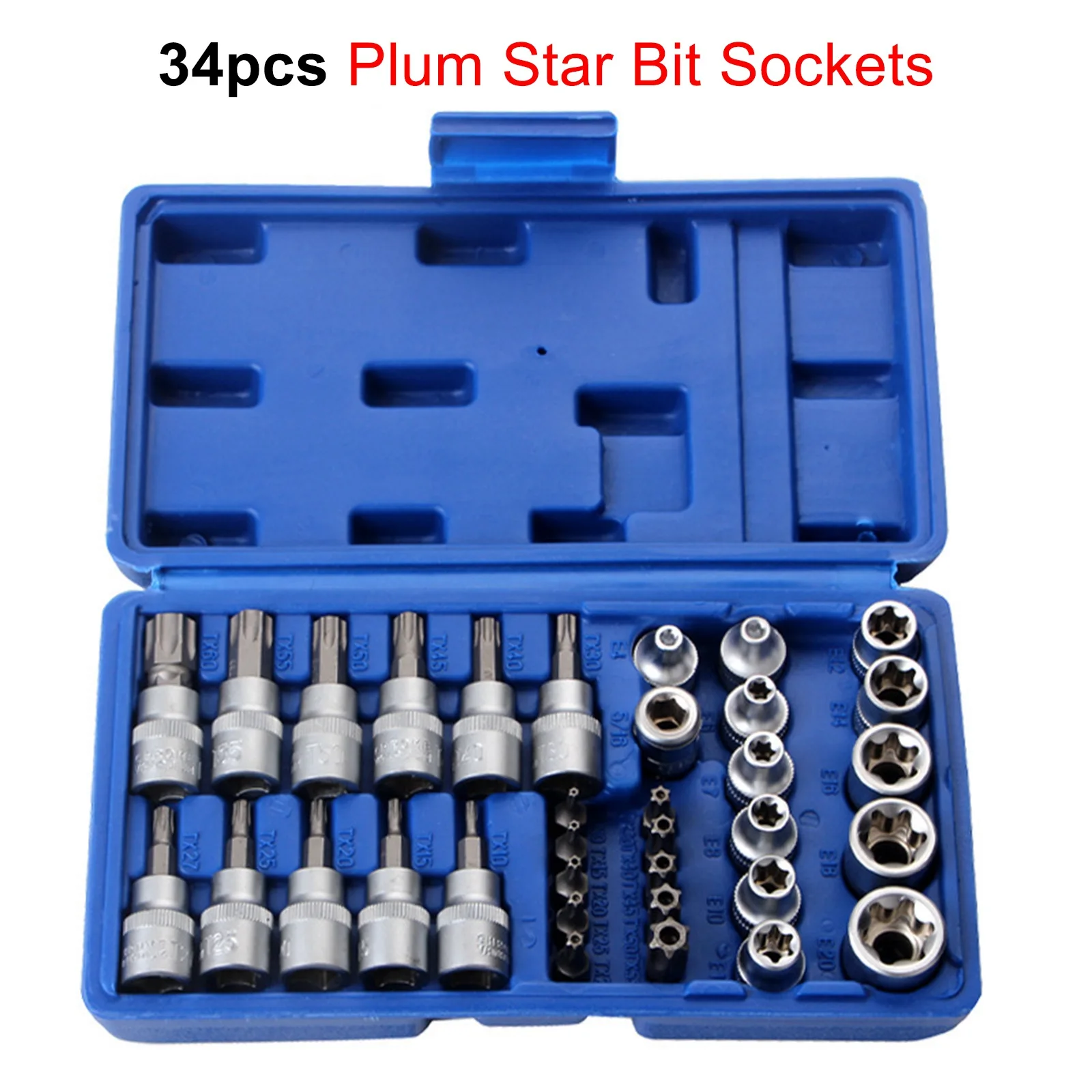 34pcs Torx Star Socket Set & Bit Male Female E Sockets With Torx Tool