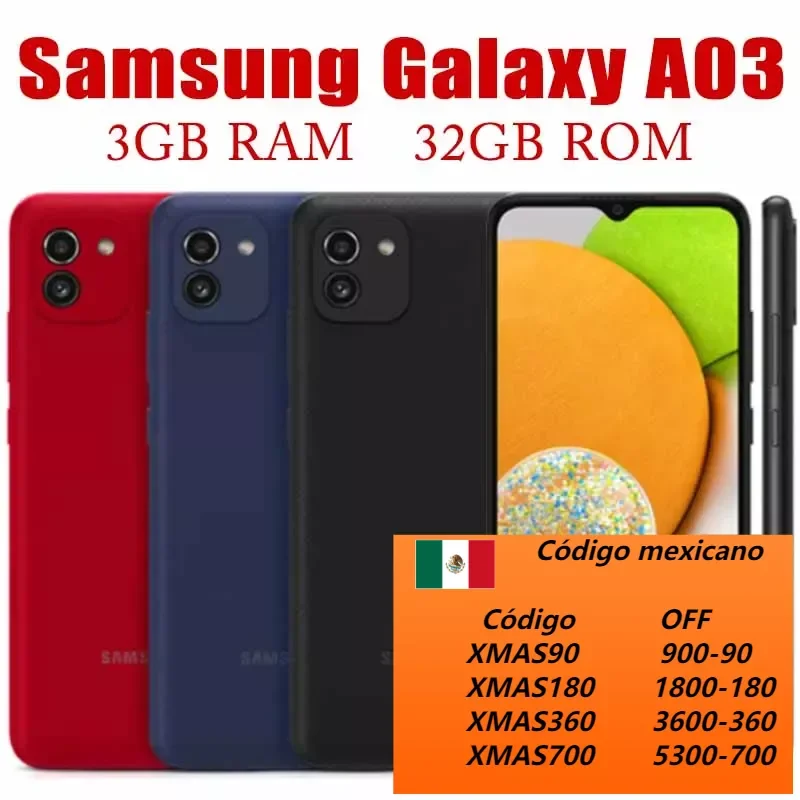 

Samsung Galaxy A03 A035F Mobile Face ID 4G 2SIM Octa-core 3GB RAM 32GB ROM Cell Phone 48MP 6.5'' Original Unlocked Smartphone