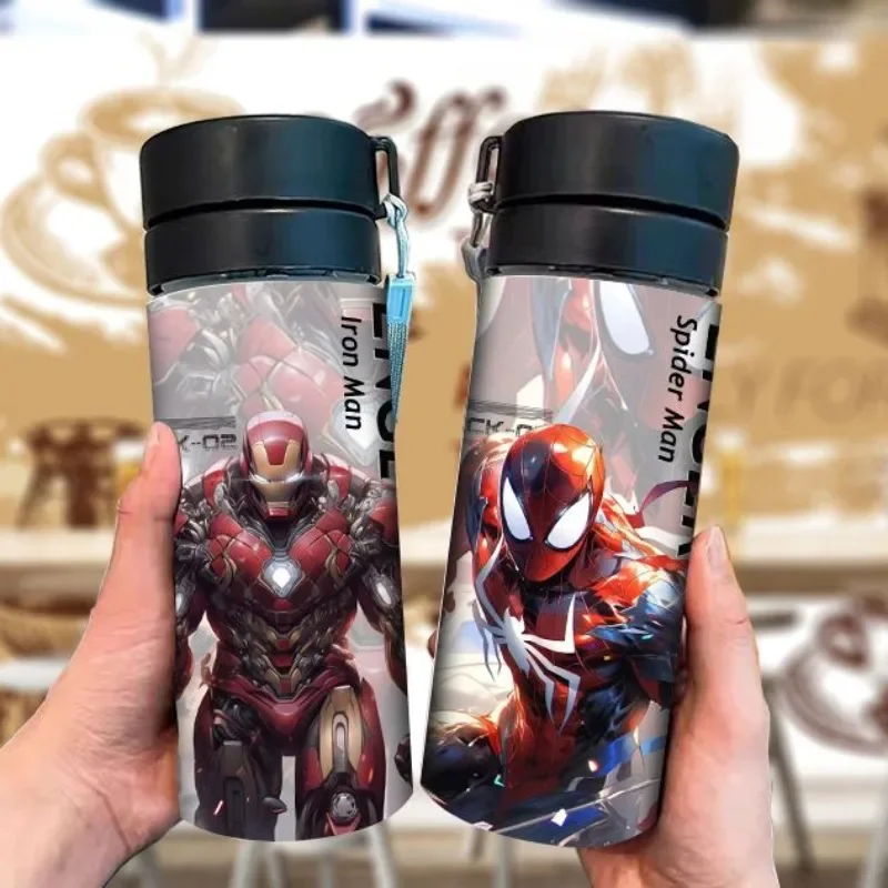 thumbnail image 2 of Taza anticaída de dibujos animados periféricos de anime Marvel Spider-Man Deadpool Iron Man para niños y estudiantes, taza deportiva de plástico, regalo, 2 of 3