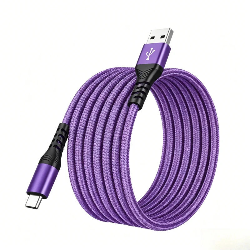 Durable Braided USB-A to USB-C Charging Cable Set - Fast Charge 60W 5A, Multiple Lengths, Data Sync Enabled