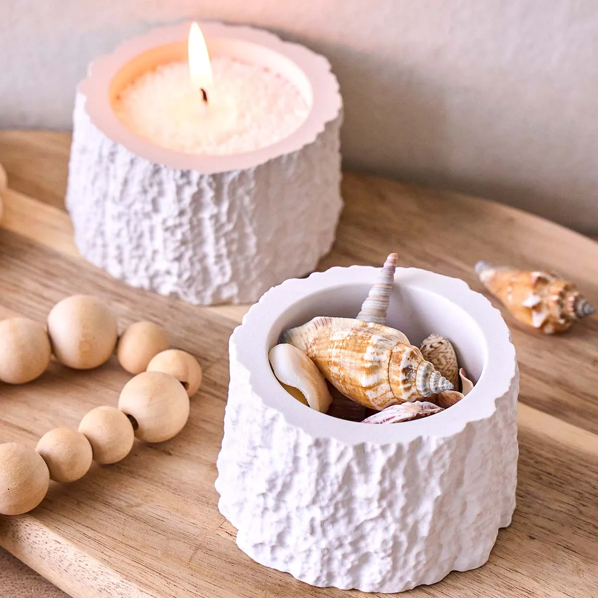 나무 말뚝 모양 양초 용기 실리콘 몰드 DIY 캔들스틱 아로마 석고 몰드 콘크리트 레진 화분 수납함 만들기