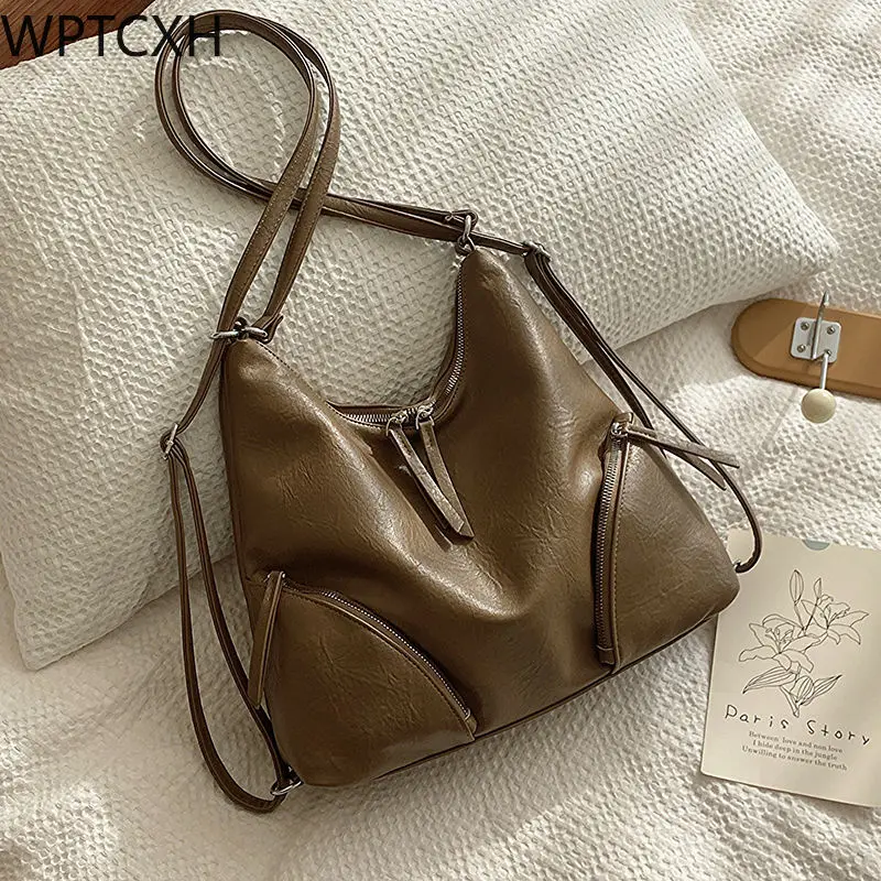 

Women's Bag 2024 New Single Shoulder Bagpack Multifunctional Bucket Backpack Retro Large Capacity Tote Bags Women Crossbody