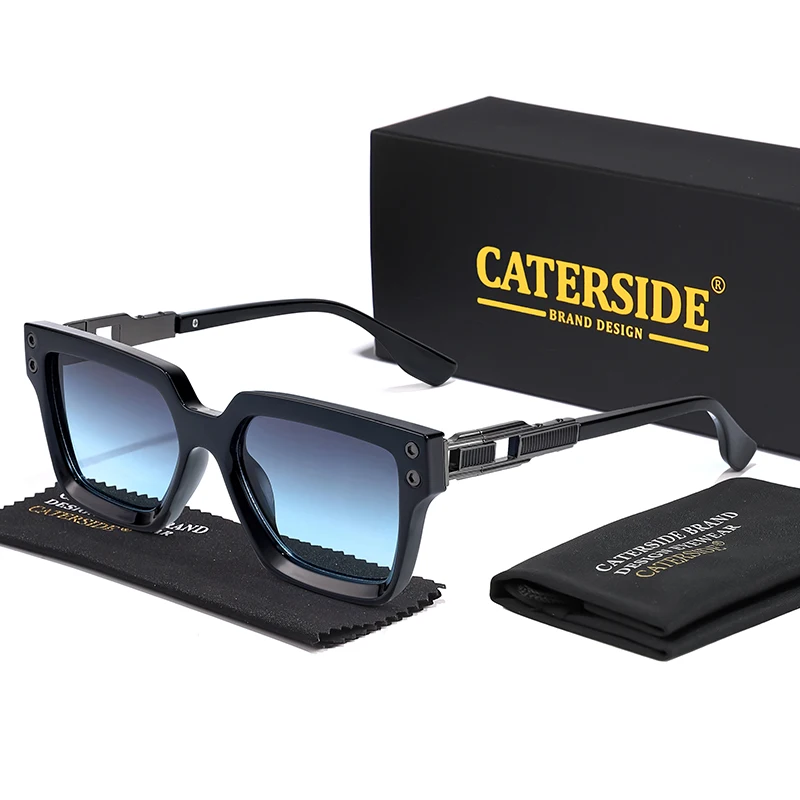 CATERSIDE Vintage-Sonnenbrille für Herren, quadratisch, großer Rahmen, Punk-Markendesign, Sonnenbrille für Damen, modische Party- und Reisebrille