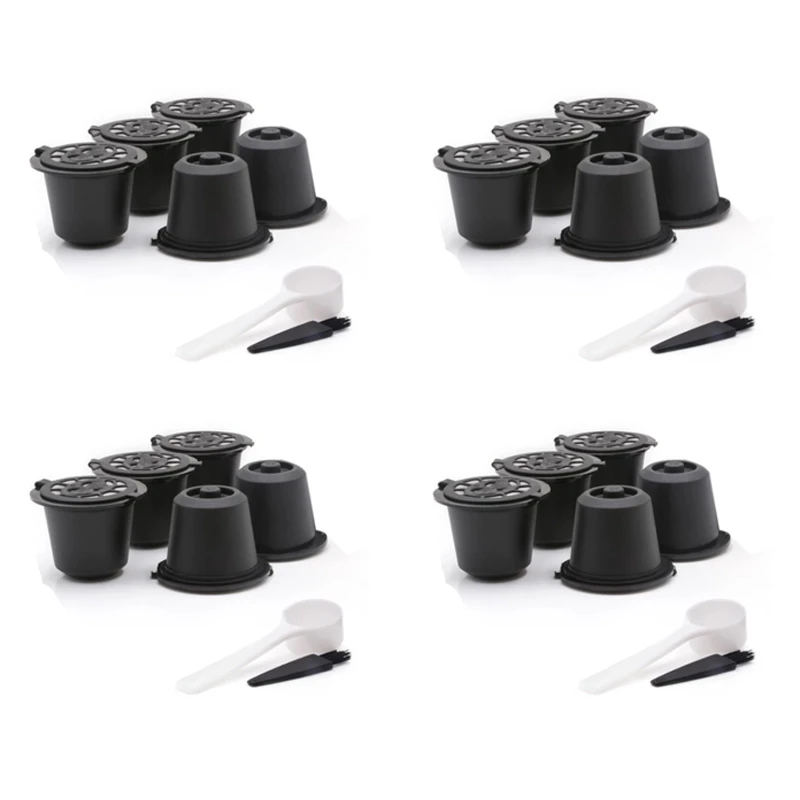 

20 Reusable Nespresso Capsules Refillable Coffee Capsule Filter With Nespresso Coffee Machines With Coffee Spoon Brush