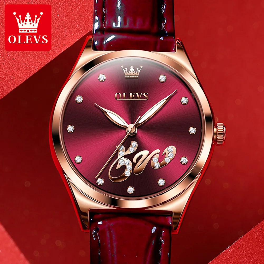 OLEVS Top Brand Luxury Quartz Watch for Women Waterproof Sport Wristwatch Fashion Leather Strap Female Watch Relogio Feminino