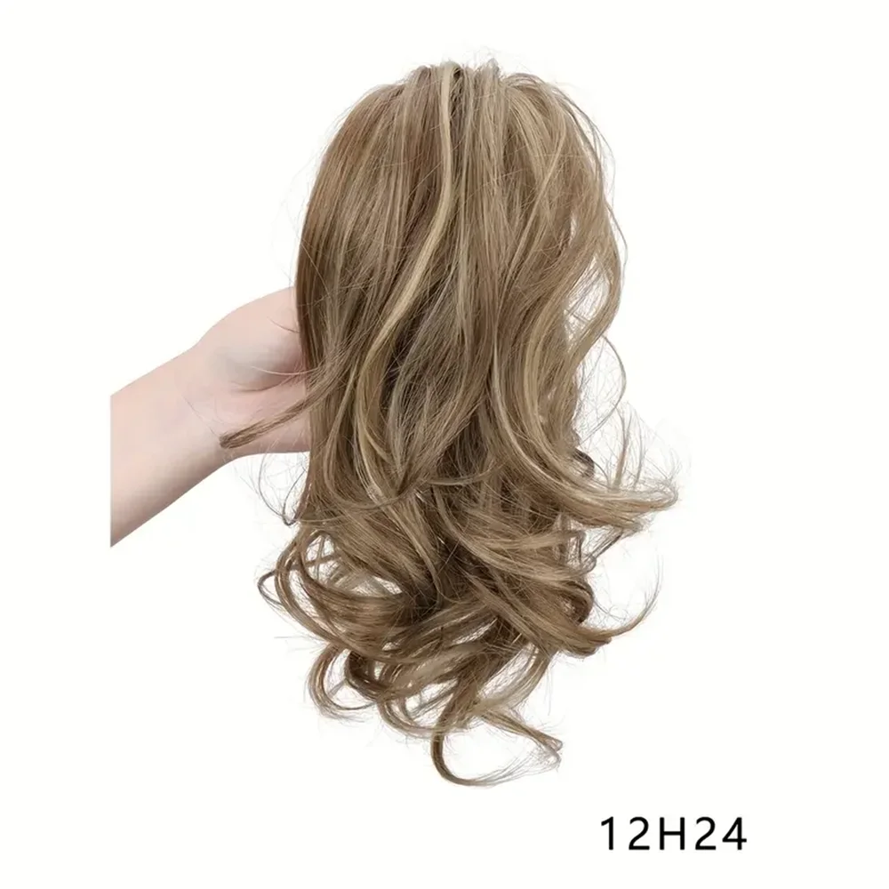 12inch Synthetic Claw Clip Ponytail Hair Extensions Short Curly Natural Tail False Hair Multi-Color Options for Weddings Parties
