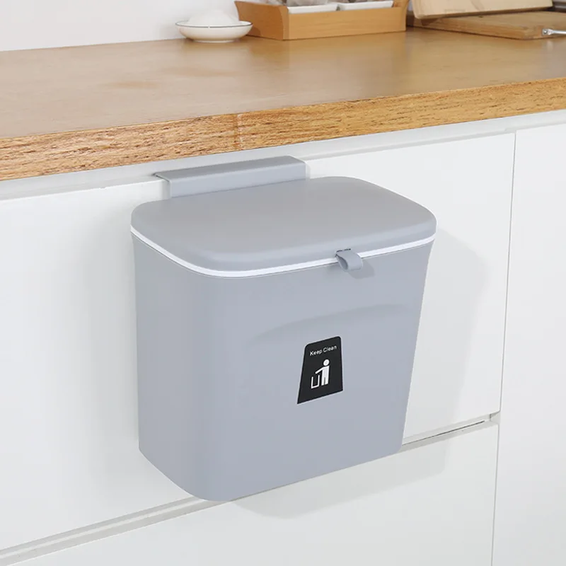 Iconic Brand 9L Hanging Trash Can For Kitchen Large Capacity Kitchen Recycling Garbage basket Bathroom Wall Mounted Trash Bin with lid