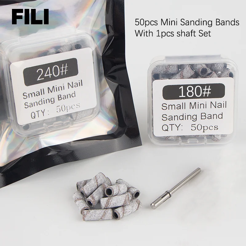 

FILI 50PCS Mini Zebra Sanding Bands Stainless Steel Nail Drill Bits Mandrel Set 3mm Sanding Bands Manicure Accessories Tool