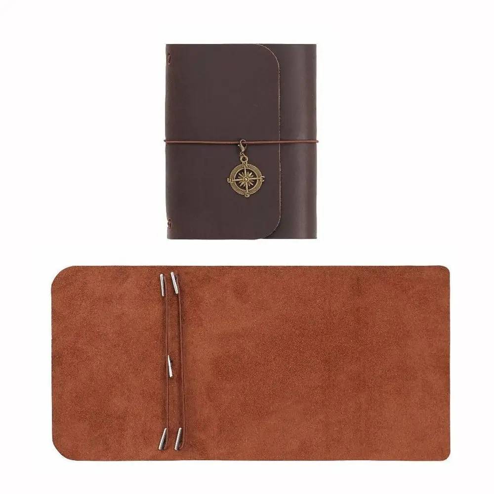 Handmade Genuine Leather Retro Tri-fold Travel Notebook - Refillable Sketchbook Planner with Loose-leaf Pages