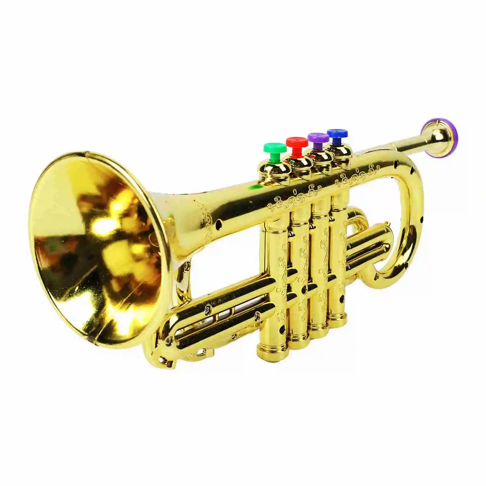 Kid Trumpet Plastic Children Trumpet Interesting 4 Colored Keys Coordination Exercising Color Coding Musical for Party
