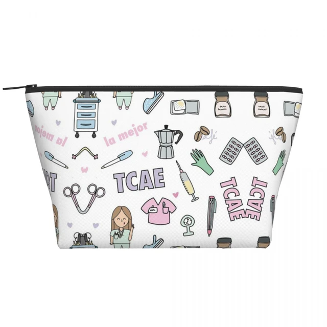 Custom Cartoon Doctor Nurse Enfermera En Apuros Toiletry Bag Women