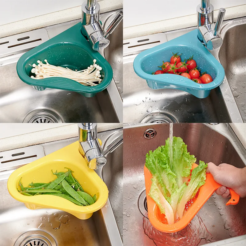 Collapsible Drain Basket Kitchen Sink Strainer Sponge Rack Filter Shelf Vegetable Fruit Drainer Swan Shape Reusable Storage Baskets