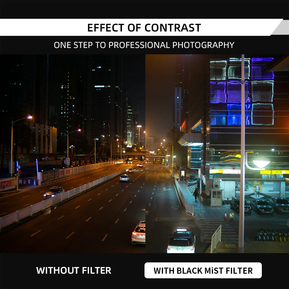 7artisans Black Mist Diffusion 1/2 1/4 1/8 Lens Filter 46mm-82mm Mist Dreamy Cinematic Effect for Vlog/Portrait Photography 3