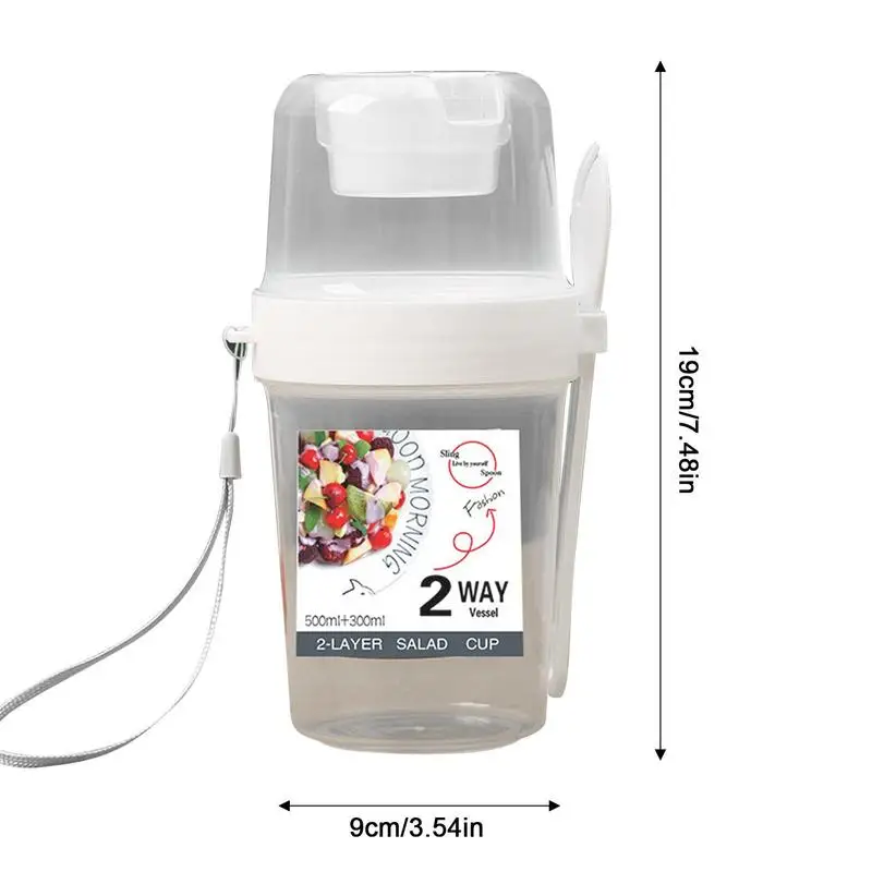 Breakfast Oatmeal Cereal Nut Yogurt Salad Cup Seal Container Set With Fork Sauce Cup Lid Bento Tuppers Food Taper Bowl Lunch Box 6