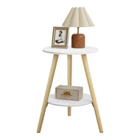 Table basse ronde EUGAD avec 2 étagères, petite table d'appoint blanche avec espace de rangement, table de chevet pour canapé, salon, chambre à coucher 3