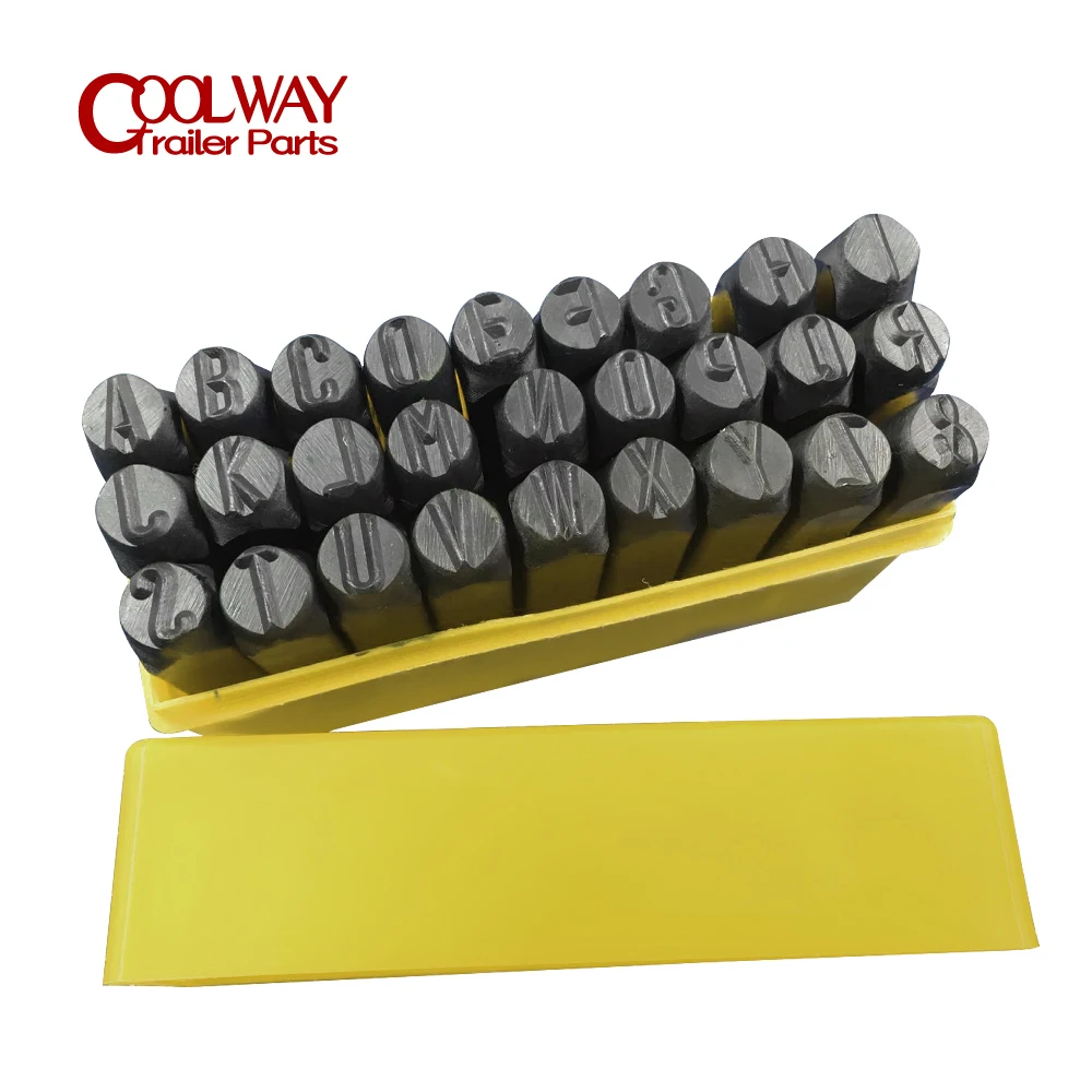4MM Steel Die Metal Punch Stamping Kit With Trailer ID Tag Plate With Sticker Number Letter Alphabet Stamps Tools