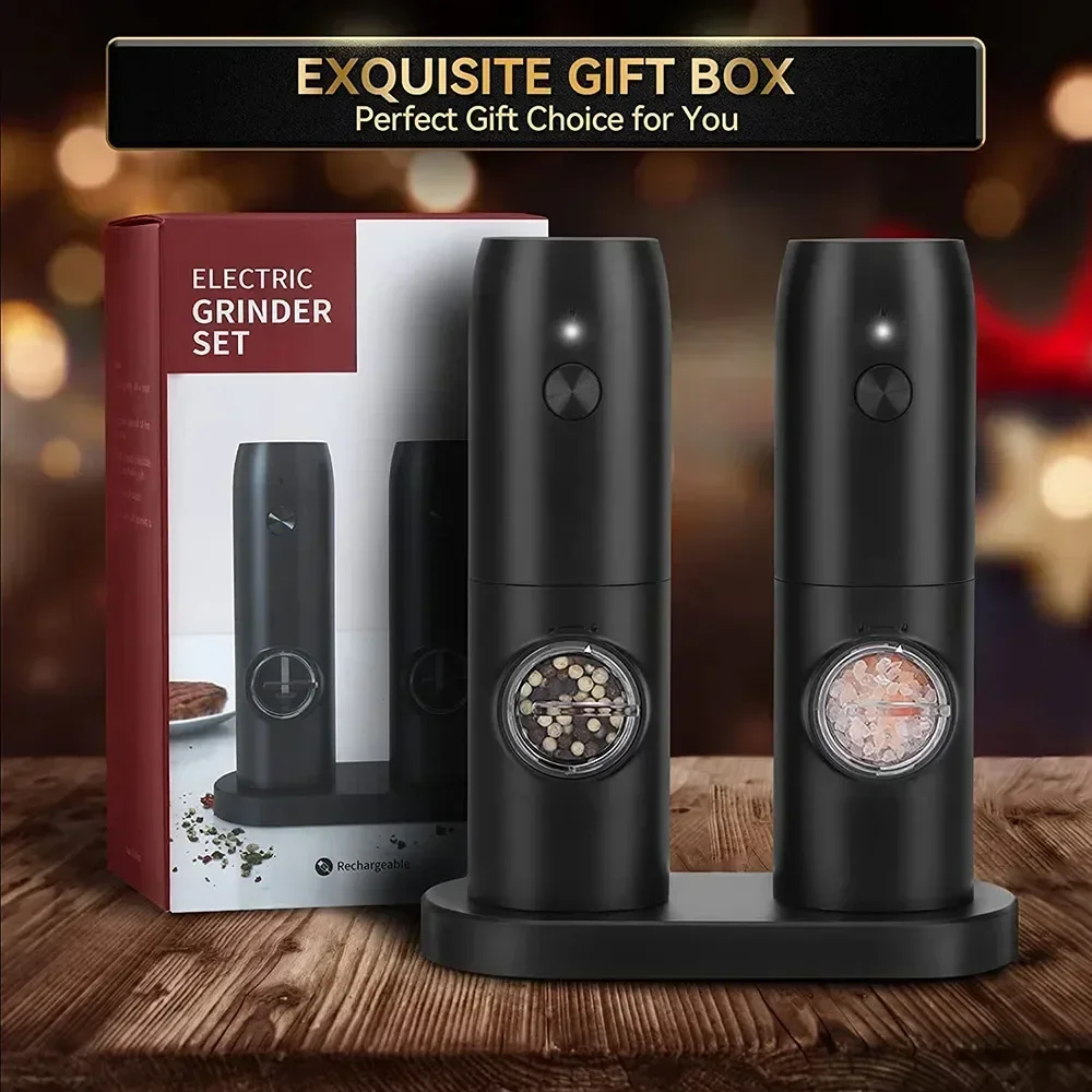 

Coarseness Electric USB Powered With LED Spice Automatic Pepper Light Salt Set Adjustable Mill Rechargeable/battery And Grinder