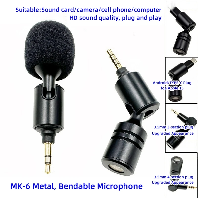 

Mini Microphone for Live Streaming Sound Card Recording Phone Camera Amplifier Laptop Tablet Game Controlle Noise Reduction Mic