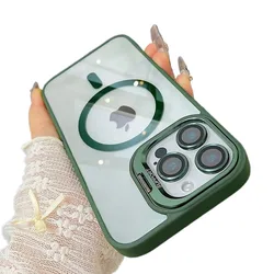 Premium Magnetic Ring Stand Case with Lens Protector and Wireless Charging Capability - iPhone 18 Pro Max (Alpine Green)