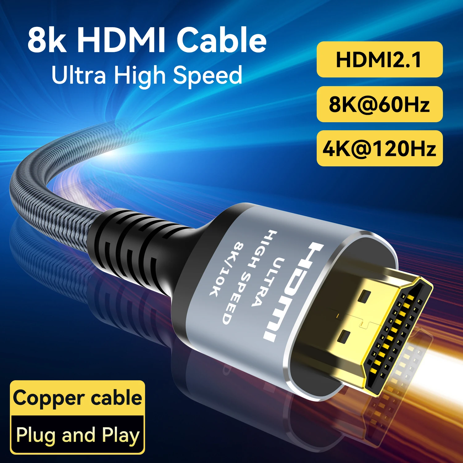 Cavo HDMI con Ethernet ad Altissima Velocità Certificato 8K@60Hz eARC 1m - Cavi HDMI - Cavi