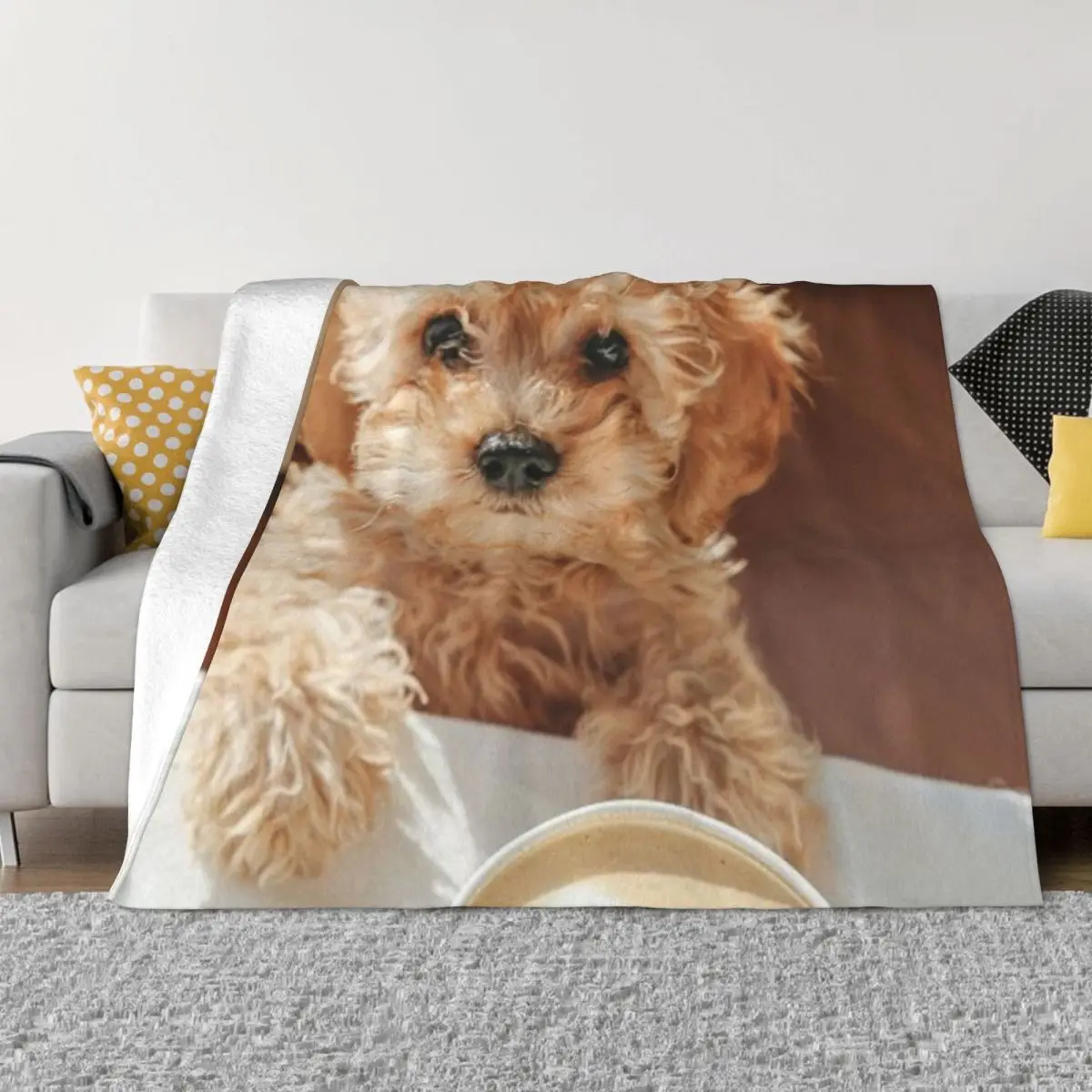 

Cute Dog cockapoo Coffee Design Throw Blanket Christmas blankets and blankets