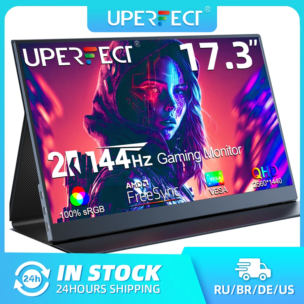 

Портативный игровой монитор UPERFECT 2K144 Гц, 17,3 дюйма, 2560x1440, IPS, FreeSync, компьютерный дисплей, HDMI/Type C для портативных ПК, Mac, телефона, игровая консоль, Steam Deck