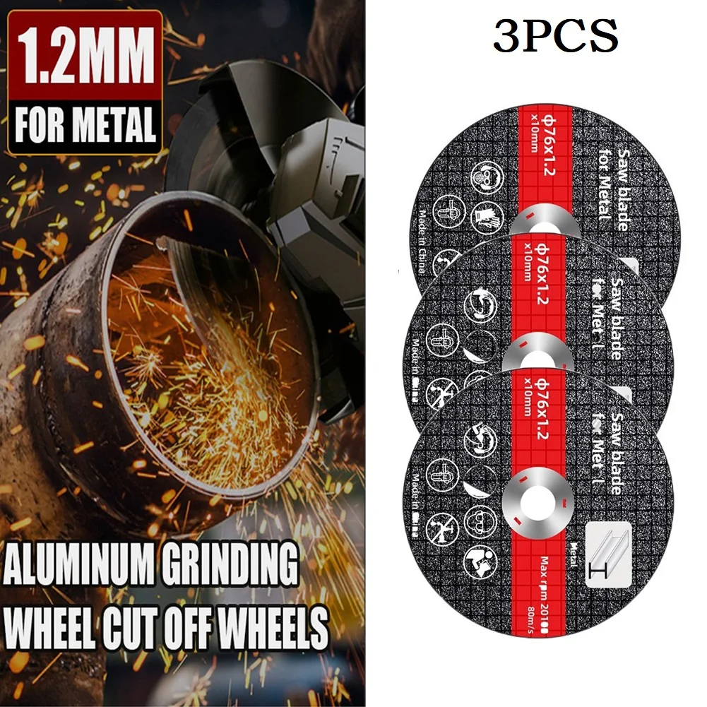 

3pcs 3inch 76mm Cutting Disc Saw Blade Circular Resin Grinding Wheel For Electric Angle Grinder Accessories Metal Cutter Tools