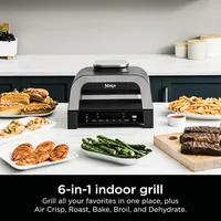 6-in-1 Indoor Grill with Air Fry, Roast, Bake, Broil, & Dehydrate, Foodi Smart Thermometer, 2nd Generation, Black/Silver 2