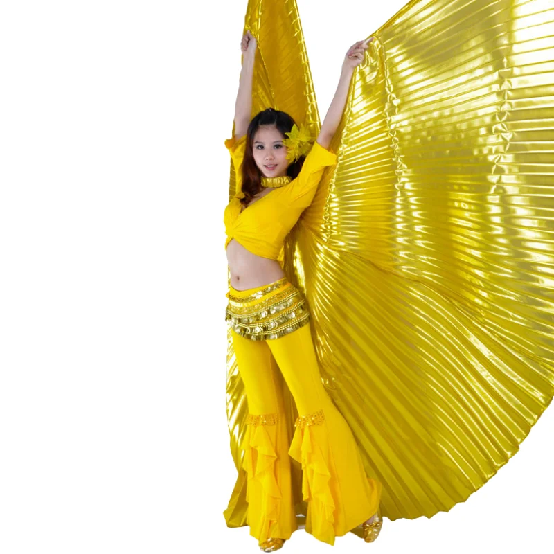 

2021 Hot Selling Popular Women Egyptian Belly Dance Isis Wings Golden Belly Dancing Wing with Telescopic Rod stick on sale