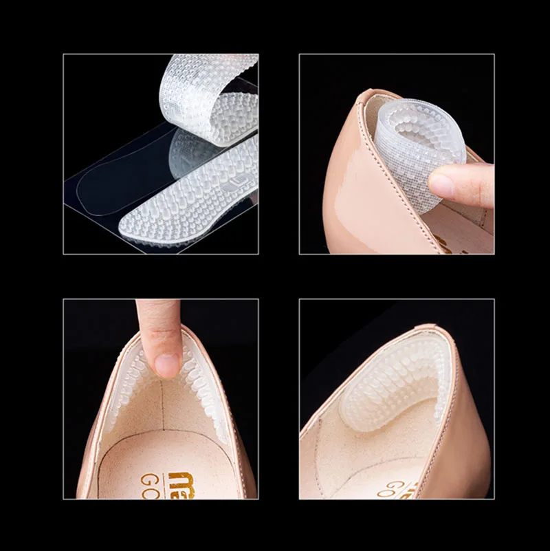 2/4pcs Silicone Heel Stickers Heels Grips Women Men Transparent  Anti Slip Heel Cushions Inserts Pads Foot Heel Care Protector