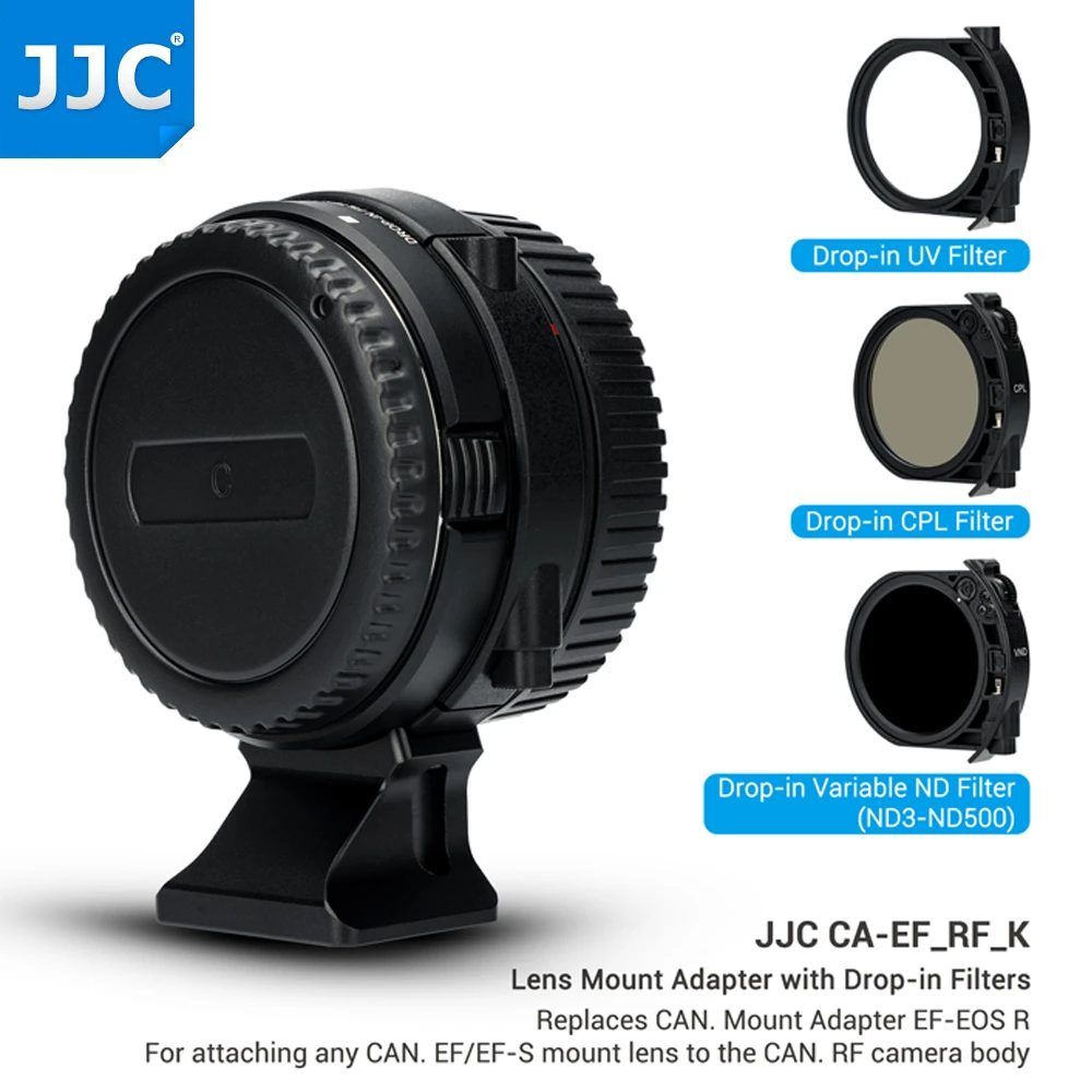 Jjc Efeos R Mount Adapter Ring Uv/cpl/nd Dropin Filter For Canon Ef