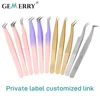 Custom Private Logo 1 Pcs Eyelash Stainless Tweezers With Fiber Tips High Precision Anti-Static Tweezers Minimum order of 30 pcs 1