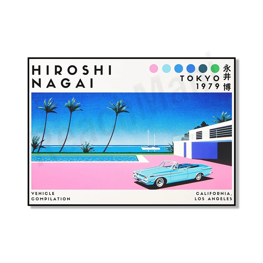 Japanese artist Hiroshi Nagai poster, wavy summer print, Nagai