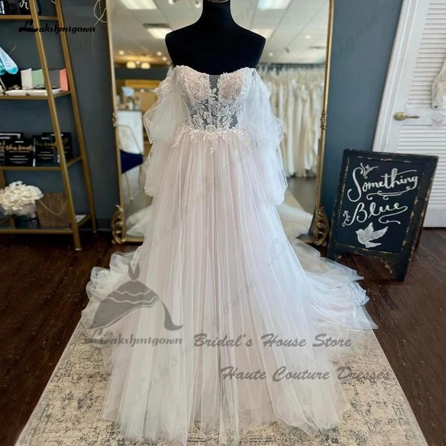 Lakshmigown Sparkly Boho Lace Corset Wedding Dresses 2023 Robe Mariage Off  White Princess Tulle Bridal Gowns Off the Shoulder - AliExpress