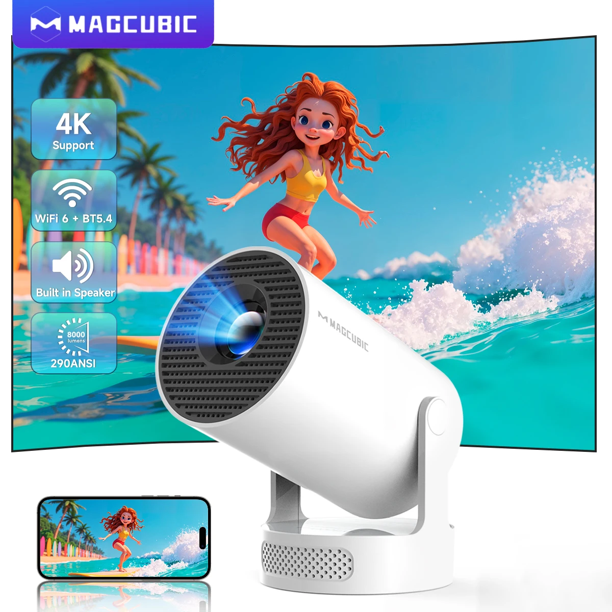 MAGCUBIC HY300 プロジェクター X Projector X Magcubic 4K HY300 Ultra Portable Projector – 720P, 260 ANSI