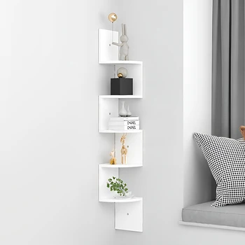 5-layer wooden wall rack corner rack wall-mounted bookshelf modern simple home decoration storage 2