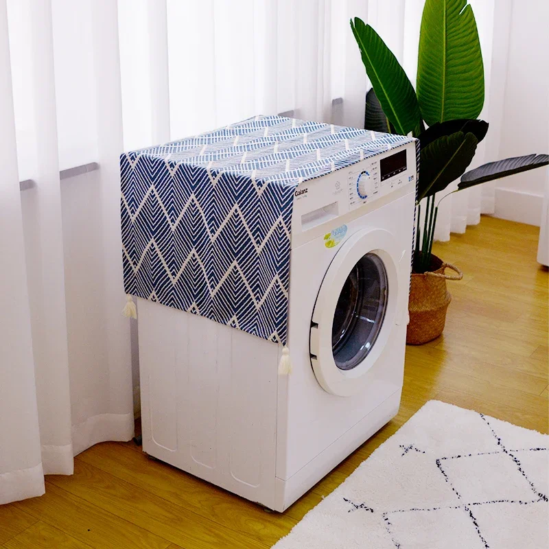 Microwave Oven Oven Cotton Linen Cover Cloth Simple Modern Refrigerator Dust Cover Cover Nordic Style Washing Machine Mat
