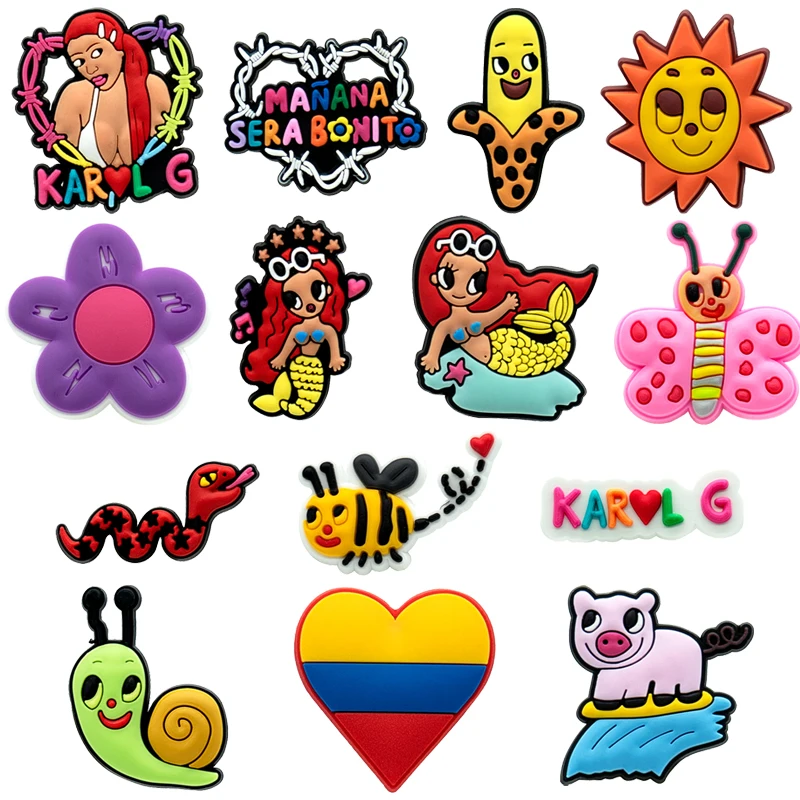 1pcs Karol G Pvc Croc Charms Mermaid Shoe Charms For Sneakerssun Pin