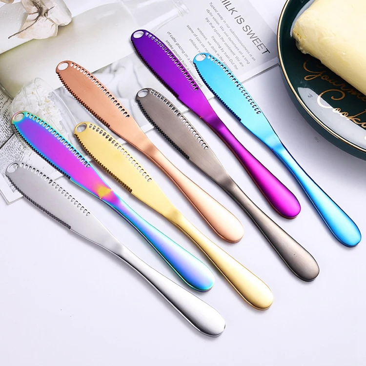 Description Picture 2 of itemButter Knife Cheese Cutter with Hole Stainless Steel Cheese Dessert Knife Cream Wipe Cream Bread Jam Tools Kitchen Gadget Knives