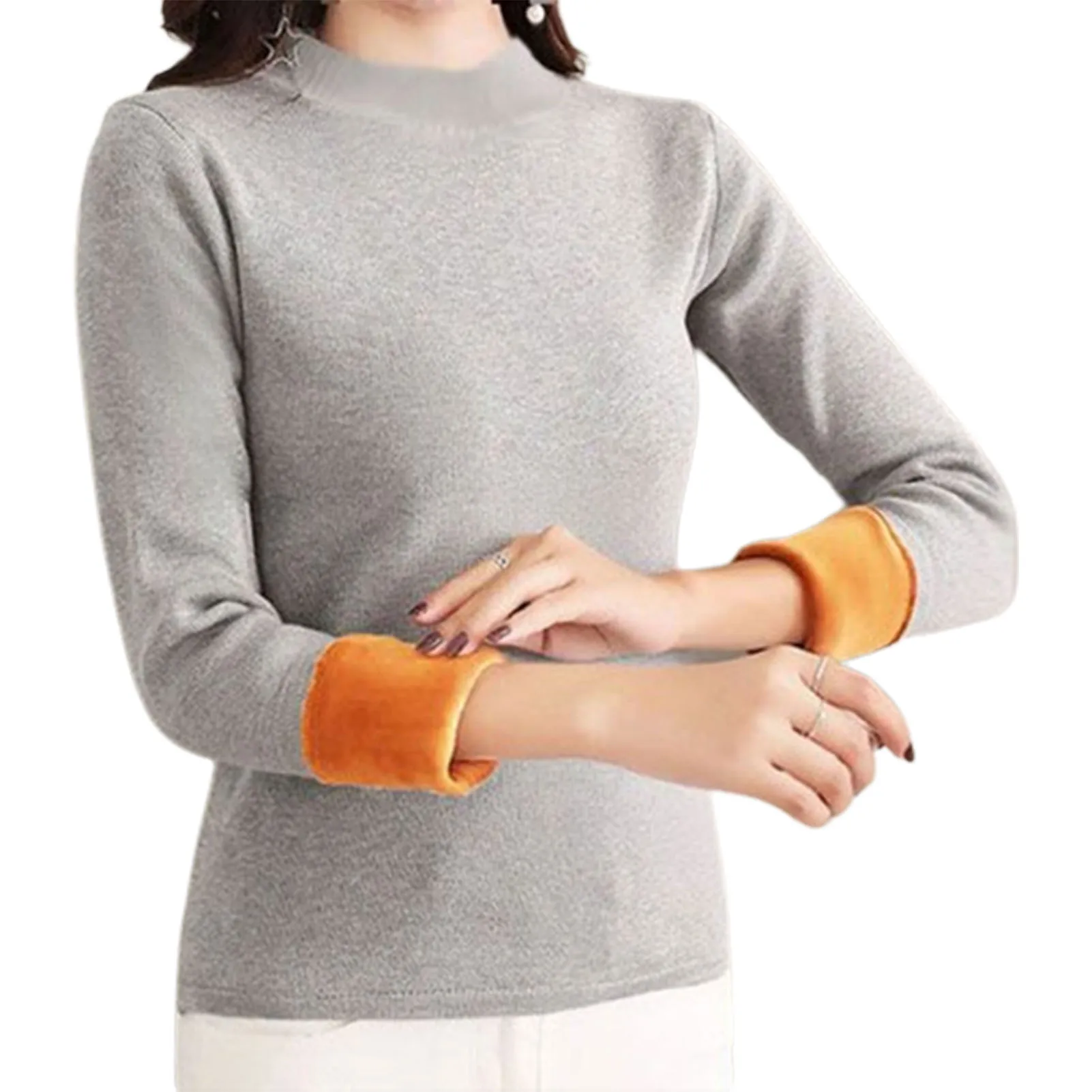 

Женский теплый базовый пуловер, САМОНАГРЕВАЮЩАЯСЯ теплая бархатная рубашка для повседневного ношения, путешествий, дома