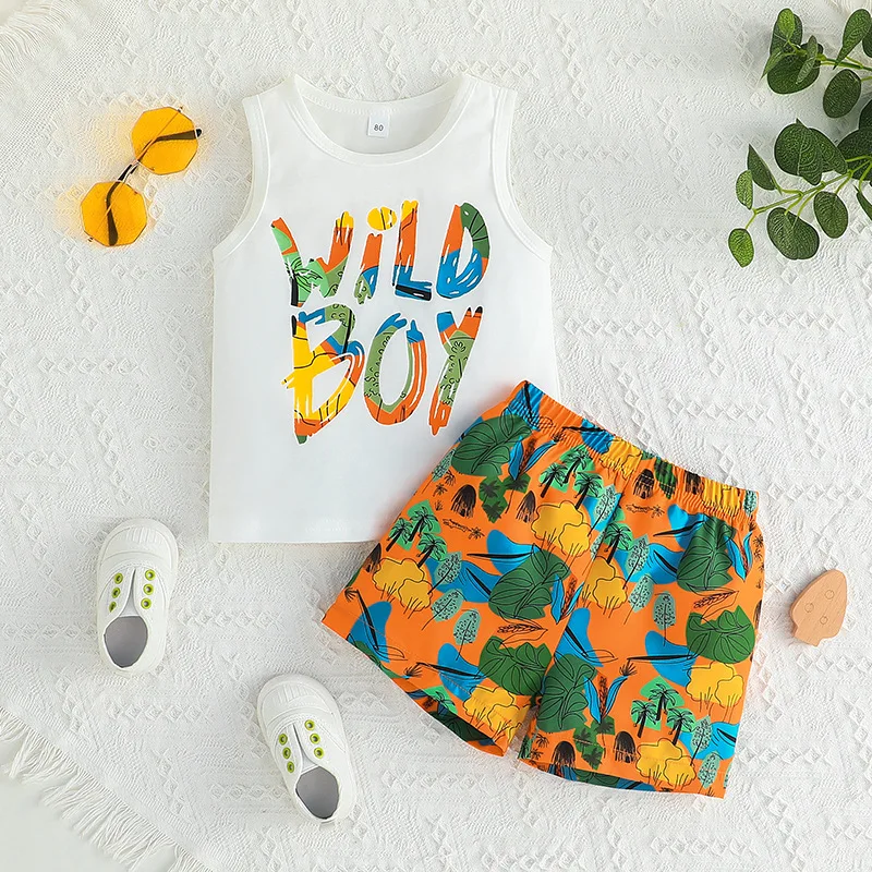 

Boys' Summer New Sleeveless T-shirt + Shorts Suit 1-6 Years Old Children's Casual Vest Pants Two-piece Set Boys Clothes