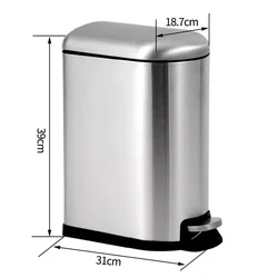 Sleek Stainless Steel Pedal Trash Bin with Double Bucket Design - 9L Capacity (Descent U - shaped85)