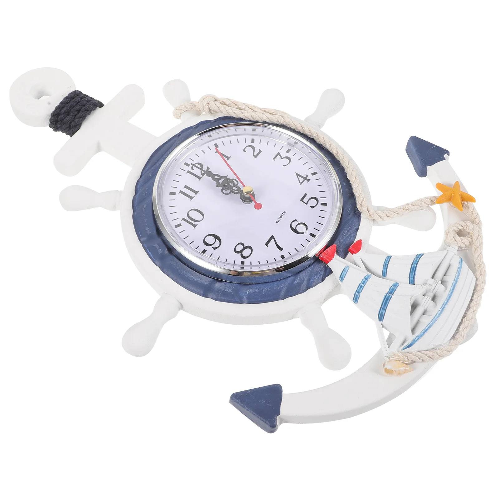 

Anchor Clock Beach Sea Theme Nautical Ship Wheel Rudder Steering Wheel Decor Wall Hanging Decoration