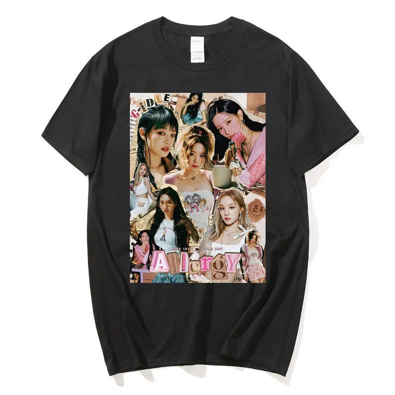 

Gidle футболка Y2k модная женская мужская 100% хлопковая Футболка Kpop (G)I-DLE Fans NEVERLAND Одежда Harajuku летняя футболка с коротким рукавом
