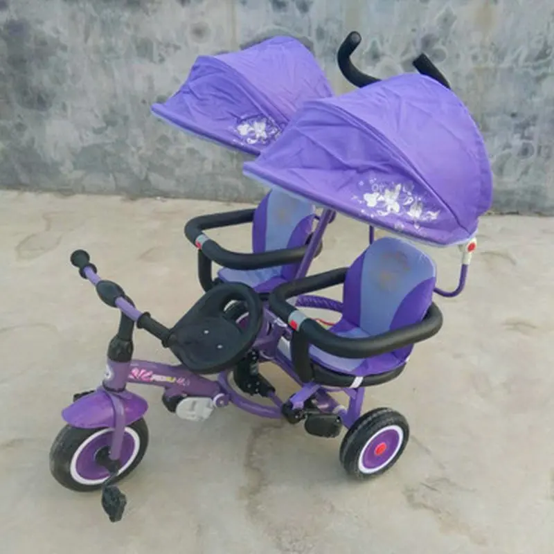 Triple baby stroller with umbrella, three baby tricycle, three seats carriage