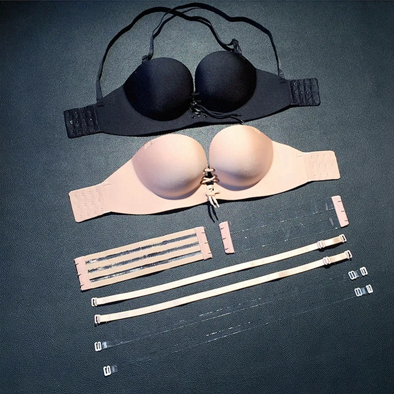 2PCS/sets Push Up Bra Sexy Lingerie Strapless Women Backless