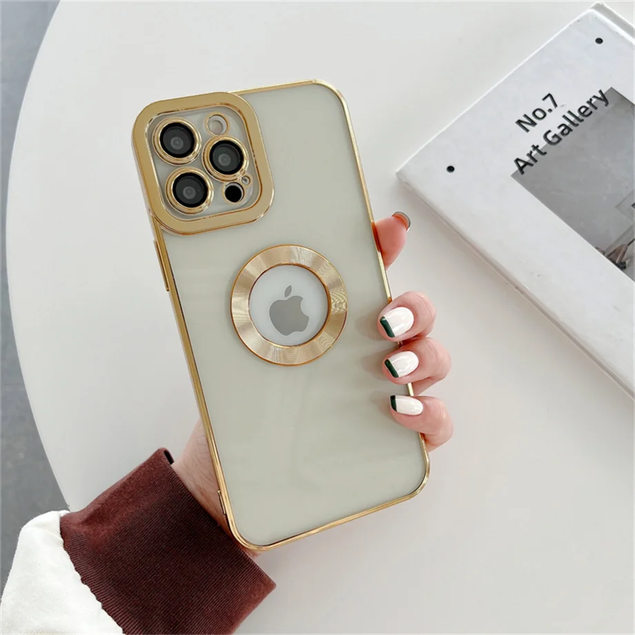 Luxury Clear Plating Case For iPhone 13 Pro Max Silicone Cover iPhone 11 12 Pro XR X SE 3 Camera Lens Protectors Cases With Logo iphone 7 cardholder cases