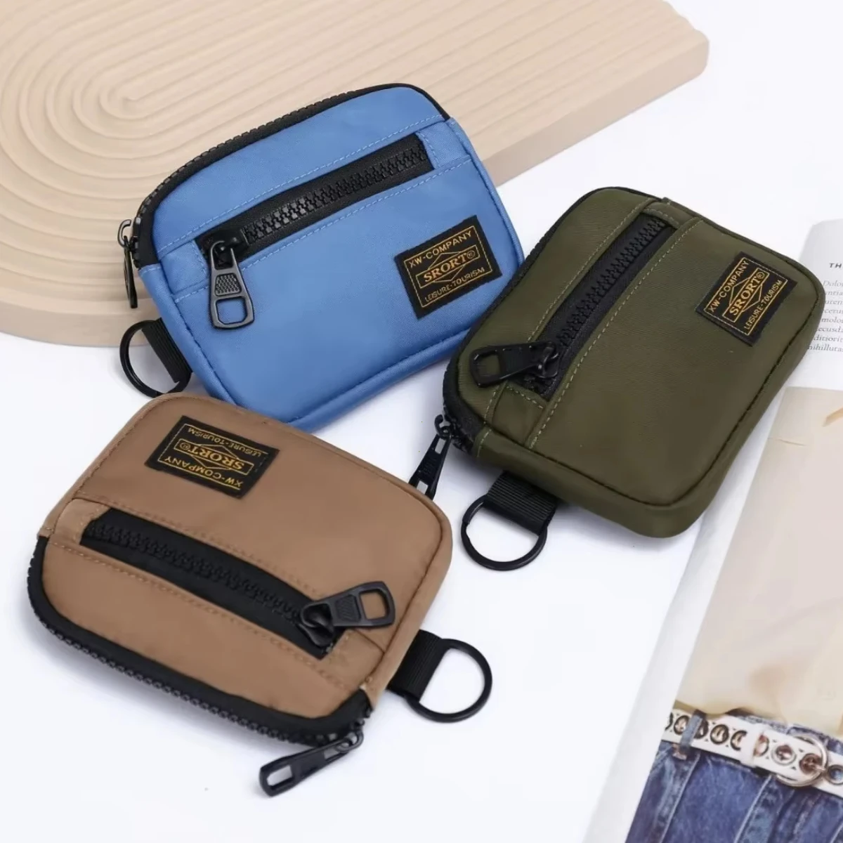 Canvas Zipper Short Wallet Casual Men Coin Purse Retro Key Holder Small Money Bag Trend Youth Mini Handbag Coin Pouch Cartera key case coin purse card wallet coin wallet change bag